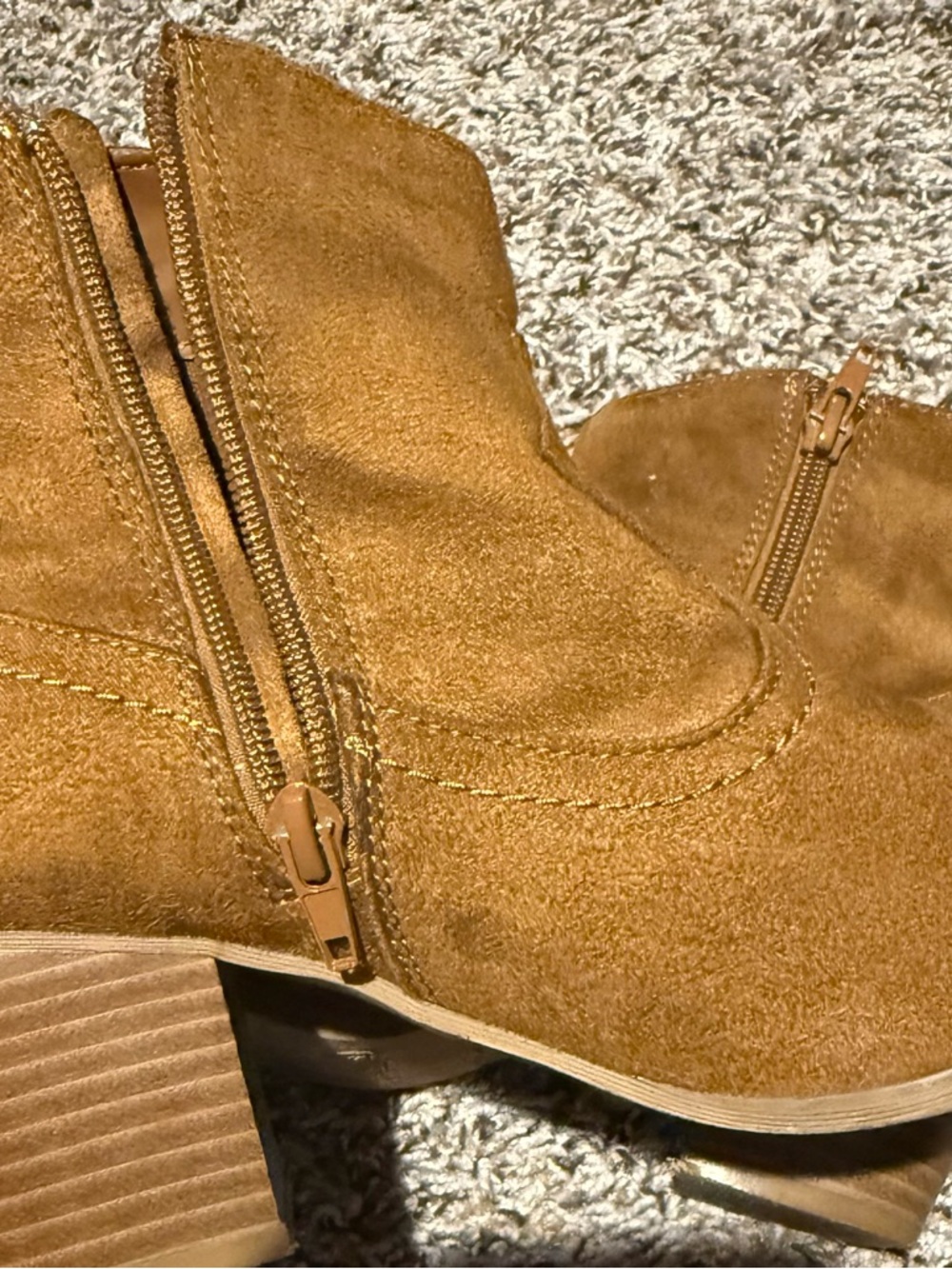 Brash Cognac Suede Fringe Ankle Booties - Picture 4 of 11
